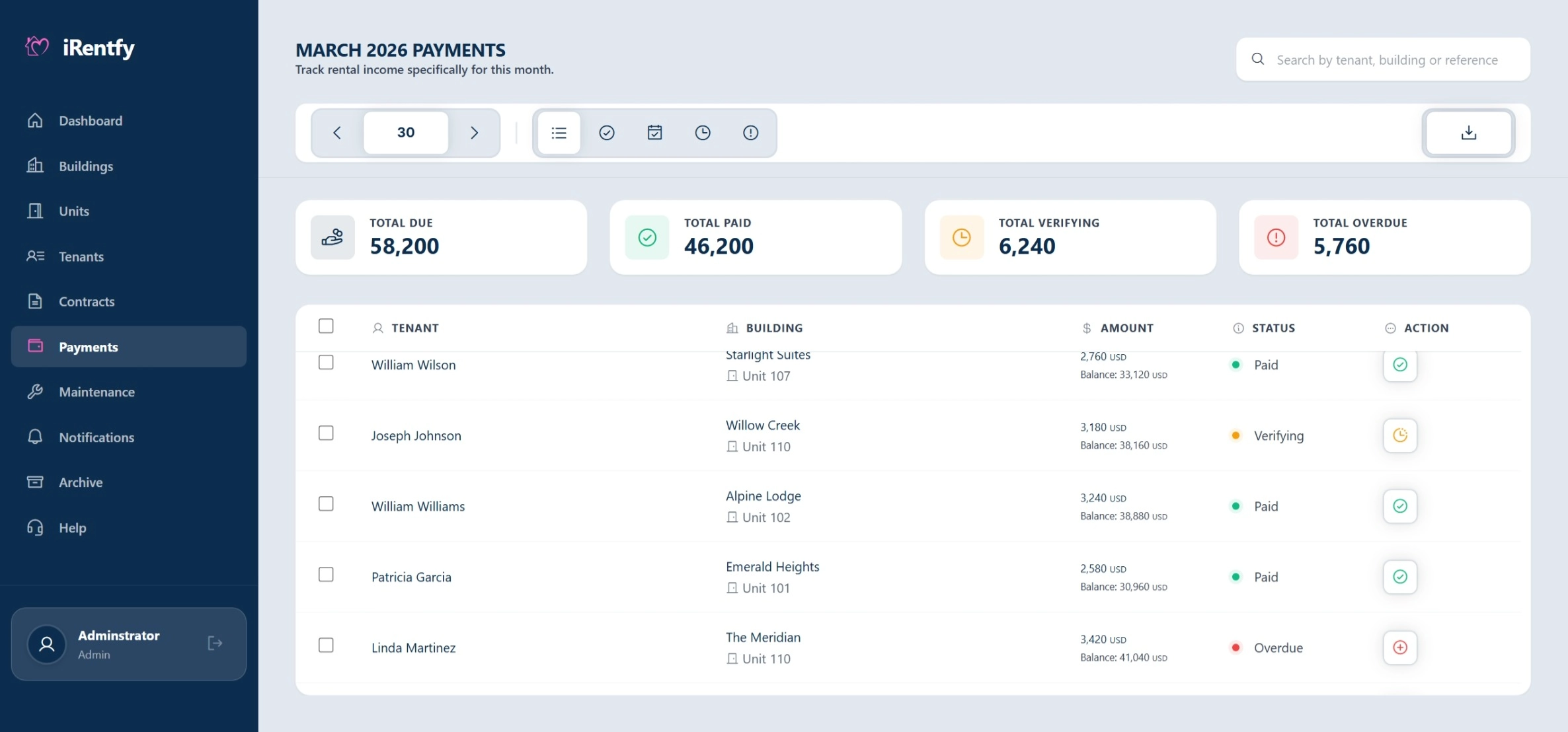 Zero-Commission Rent Tracking